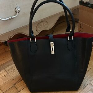 Black hand bag with removable pouch